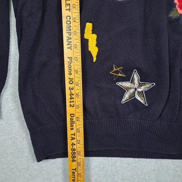 Torrid Sweater Womens 3 Long Sleeve Black Embroidered Heart Rose Lips Bird - Picture 10 of 11